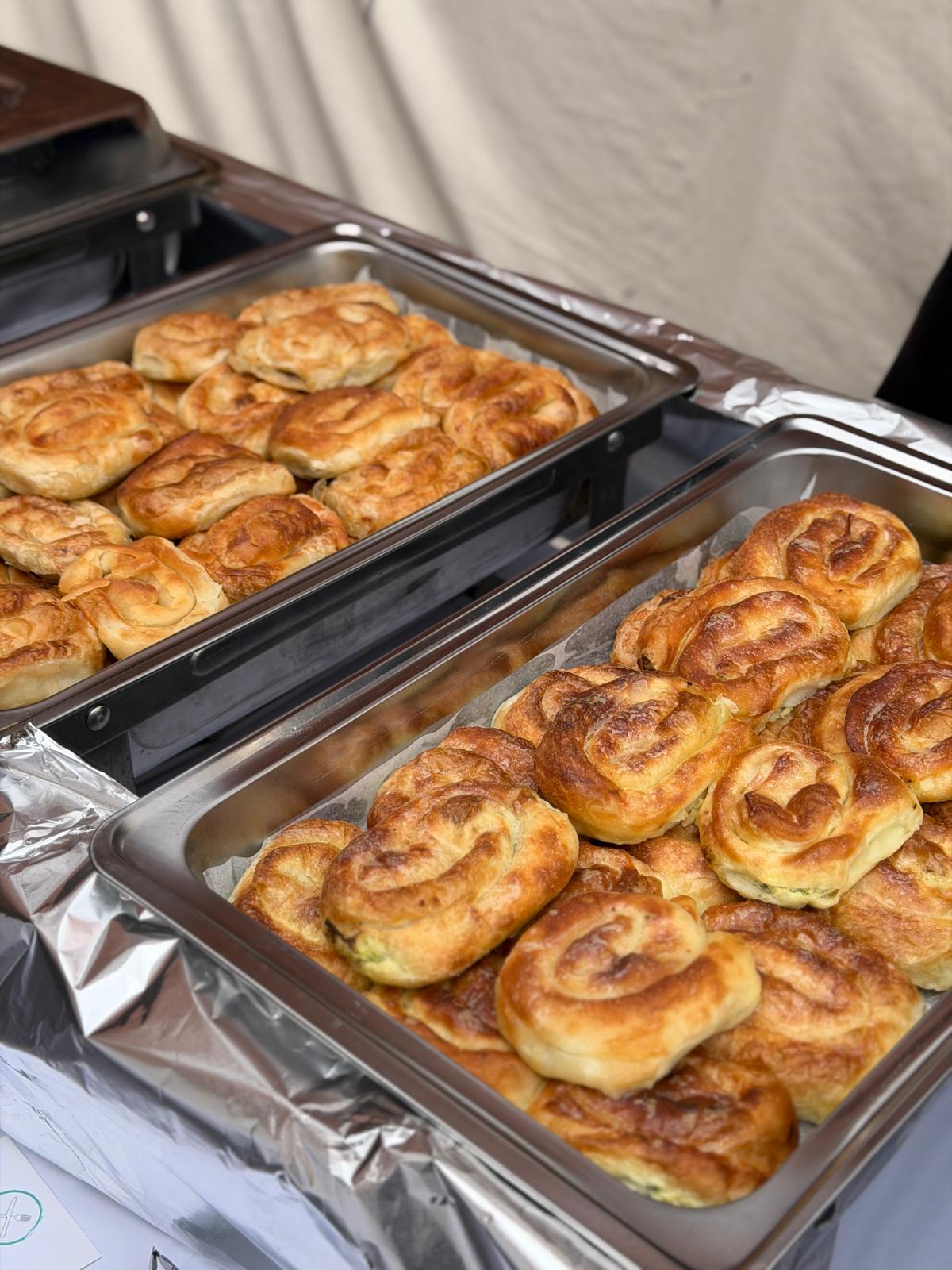 Balkan Delights freshly baked pita served in catering trays